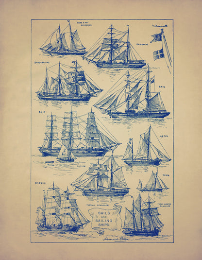 Sails and Sailing Ships – antique art print from Ninska Designs