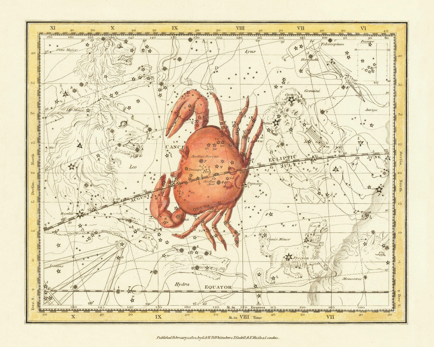 Cancer Constellation – antique art print from Ninska Designs