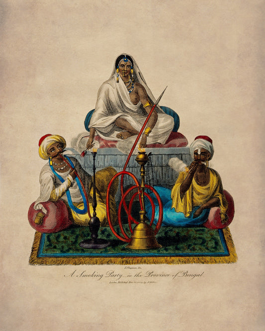 Smoking Party in the province of Bengal Print 1809 – antique art print from Ninska Designs