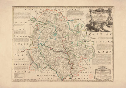 Herefordshire Map dated 1760 – antique art print from Ninska Designs