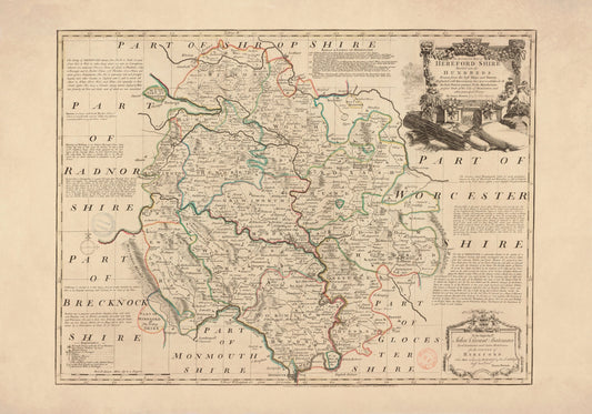 Herefordshire Map dated 1760 – antique art print from Ninska Designs