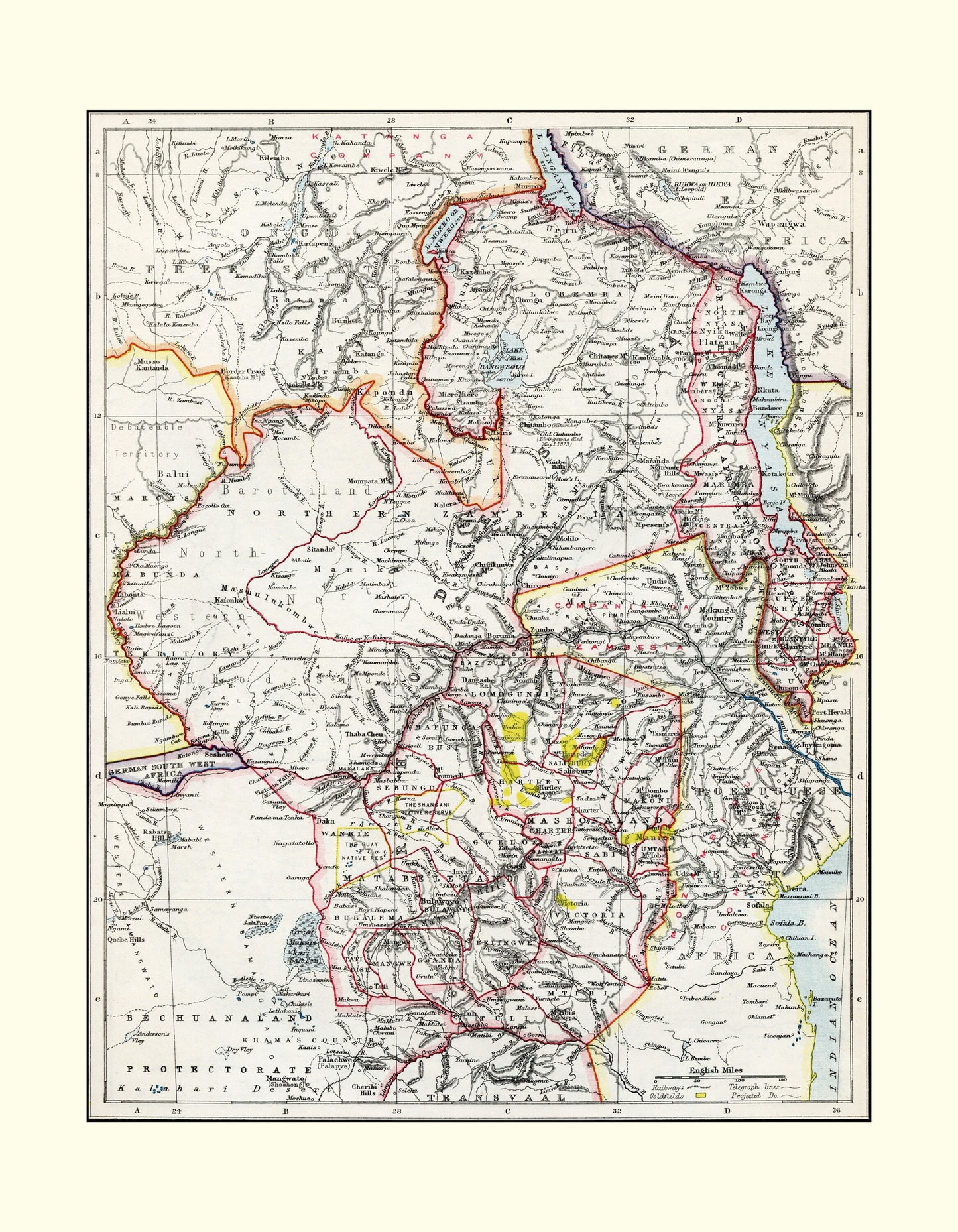 Zimbabwe Map – antique art print from Ninska Designs