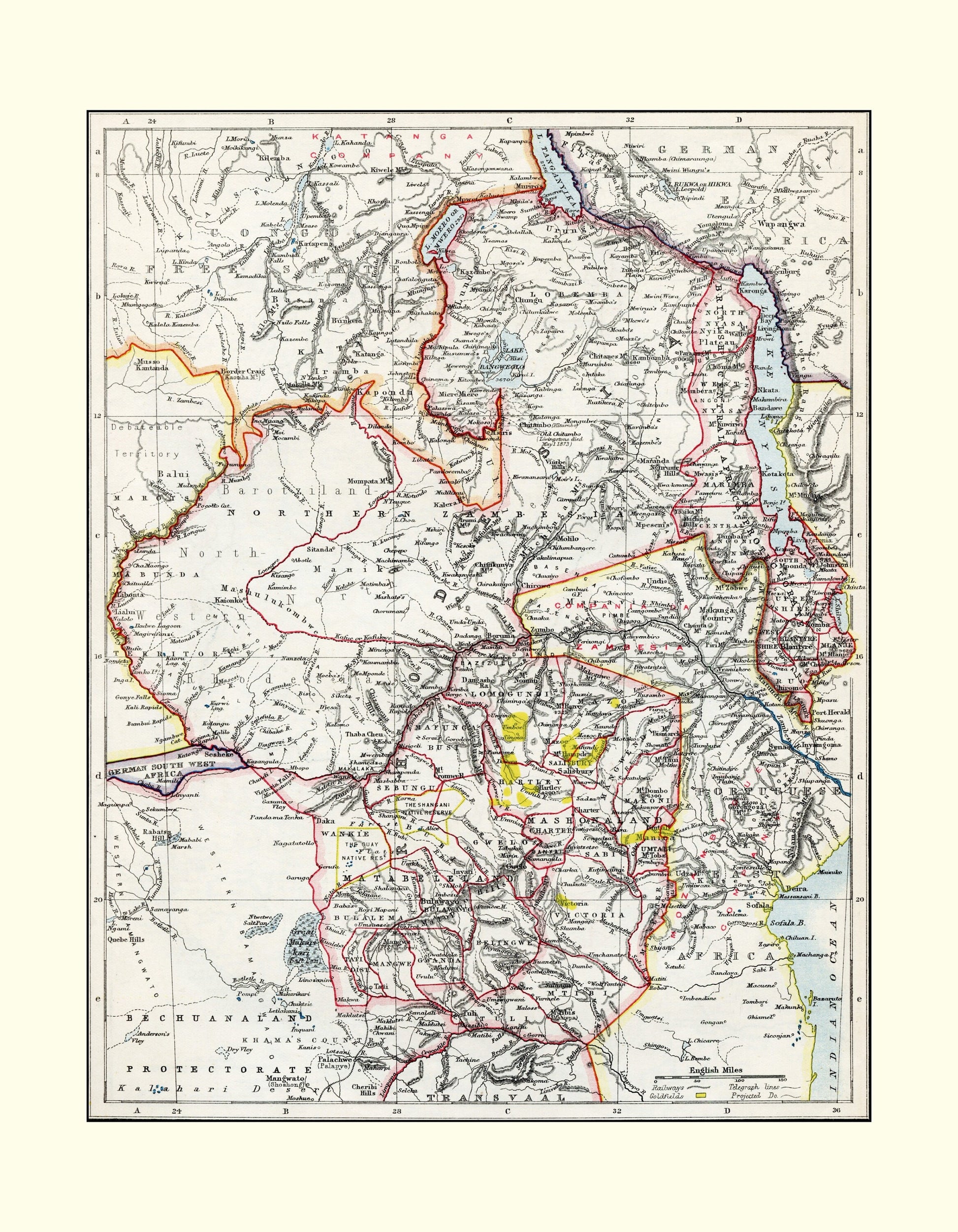 Zimbabwe Map – antique art print from Ninska Designs