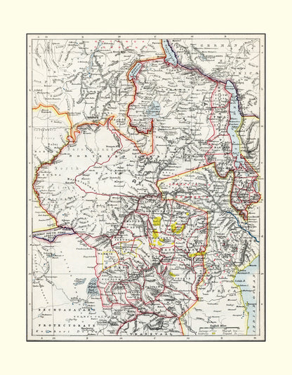 Zimbabwe Map – antique art print from Ninska Designs