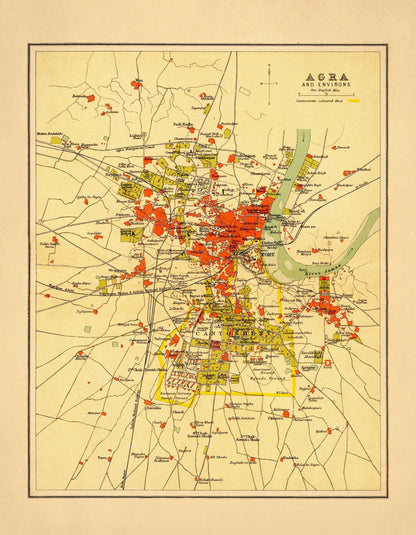 Agra Map – antique art print from Ninska Designs