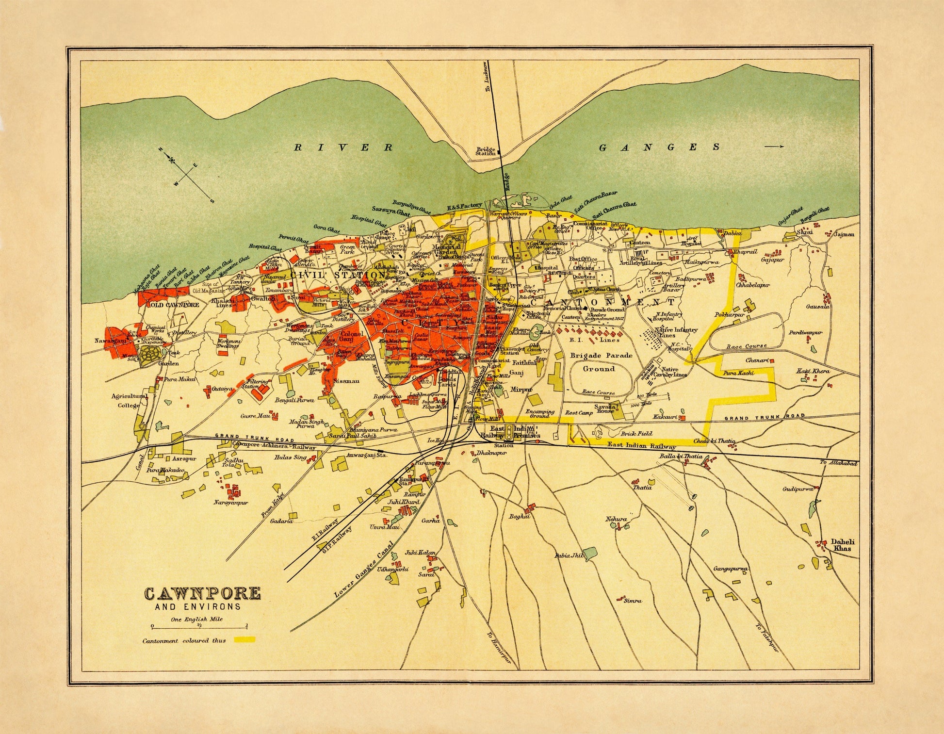 Cawnpore Map – antique art print from Ninska Designs