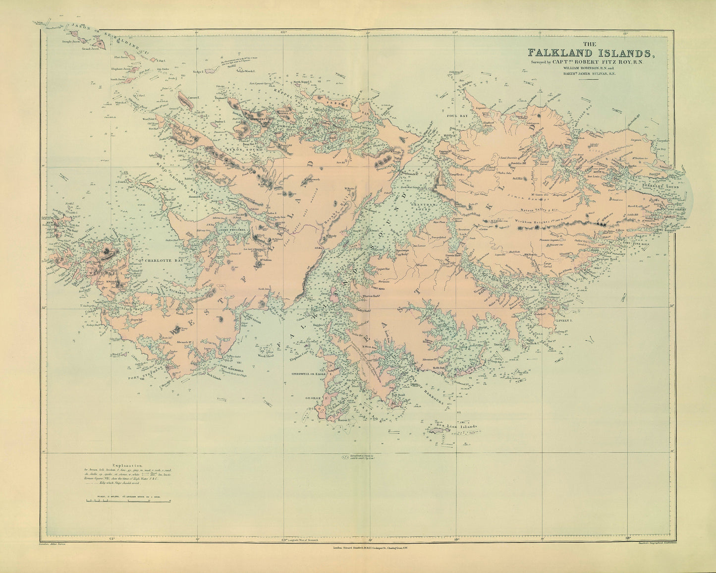 Falkland Islands Map 1901 – antique art print from Ninska Designs