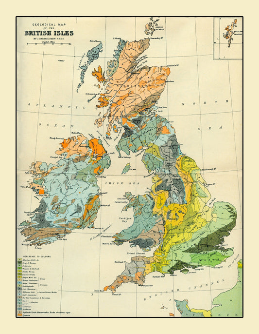 Geological Map of the British Isles Map – antique art print from Ninska Designs