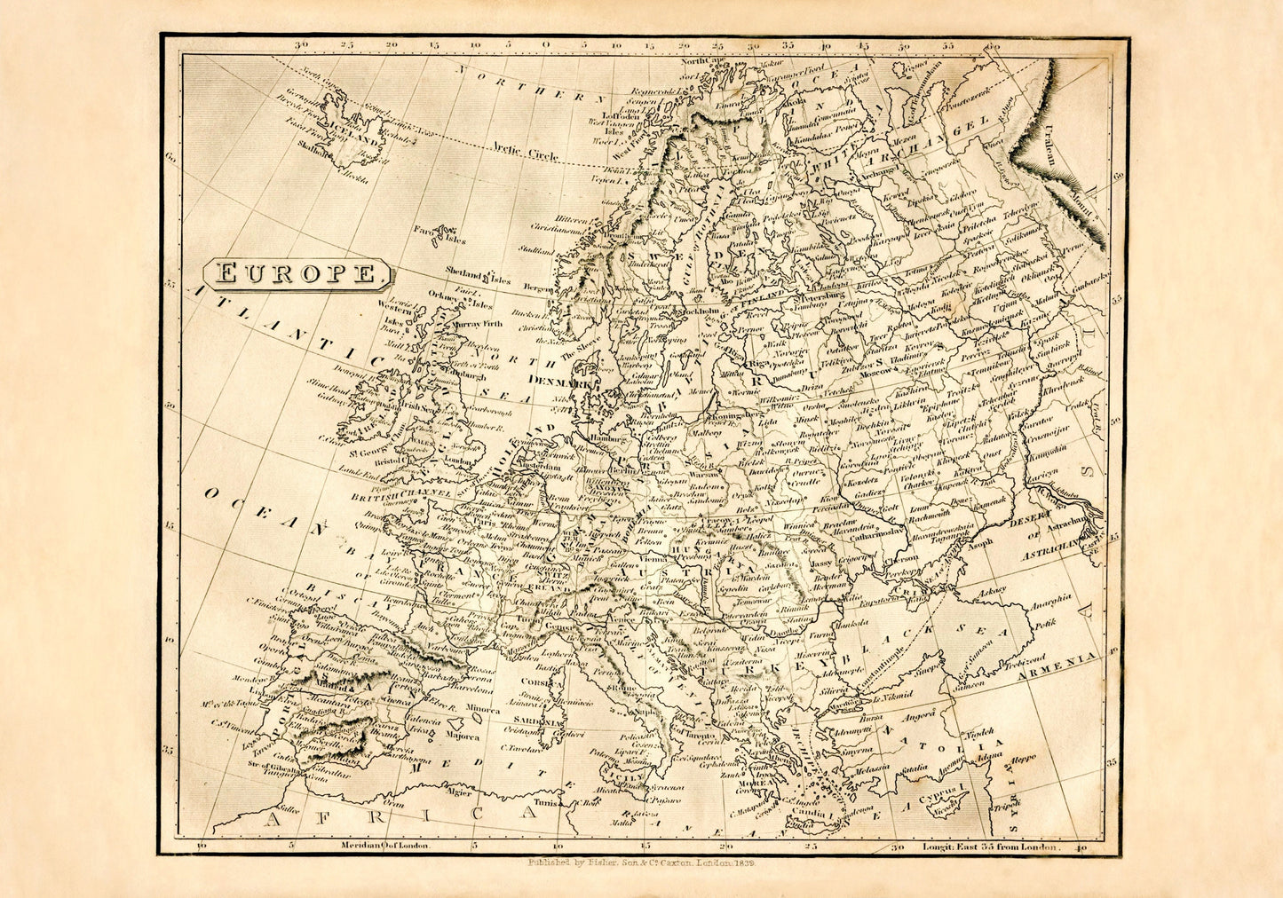 Europe in 1840 Map 1840 – antique art print from Ninska Designs