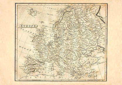 Europe in 1840 Map 1840 – antique art print from Ninska Designs
