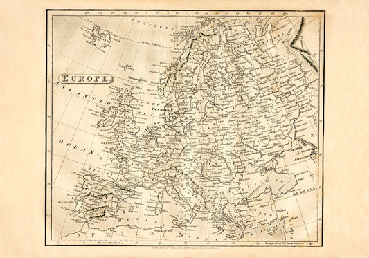 Europe in 1840 Map 1840 – antique art print from Ninska Designs