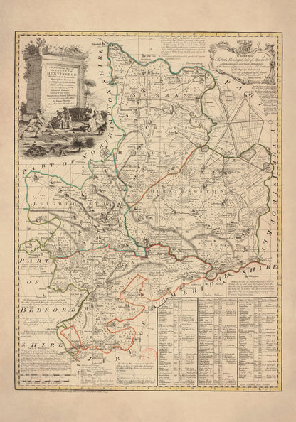 Huntingdon Map dated 1749 – antique art print from Ninska Designs