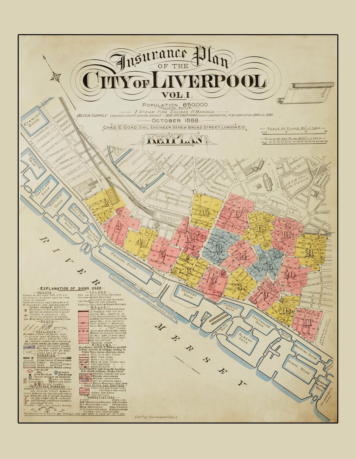 Insurance Plan of the City of Liverpool dated 1888 1888 – antique art print from Ninska Designs