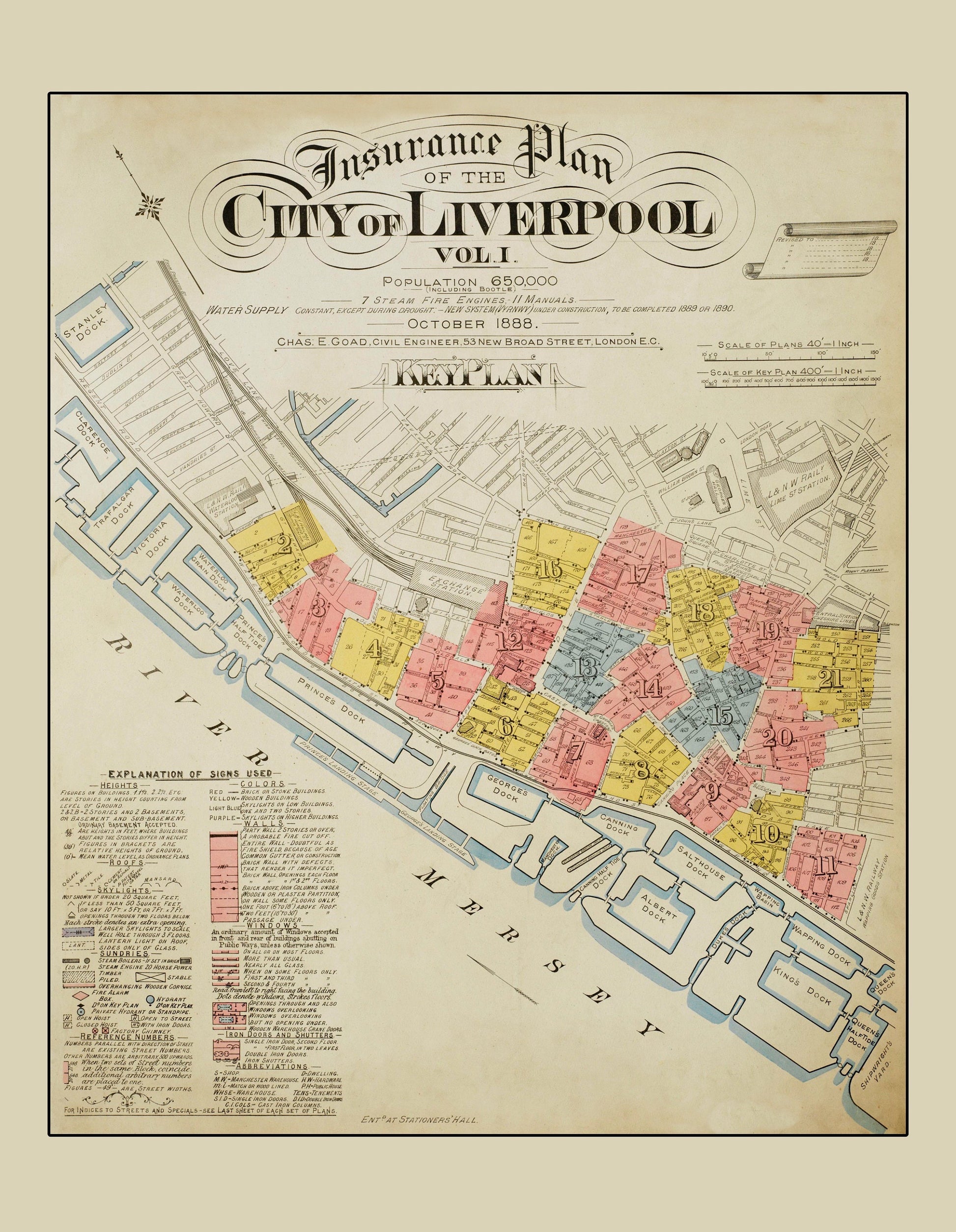 Insurance Plan of the City of Liverpool dated 1888 1888 – antique art print from Ninska Designs