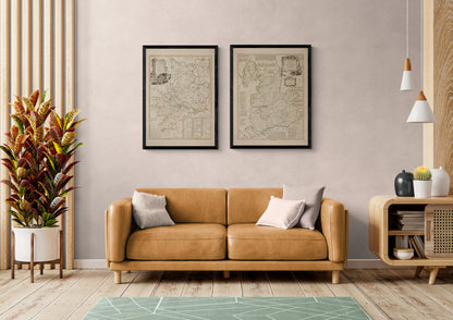 Wiltshire Map dated 1750 - Antique Reproduction - Emanuel Bowen - Detailed County Map - Available Framed