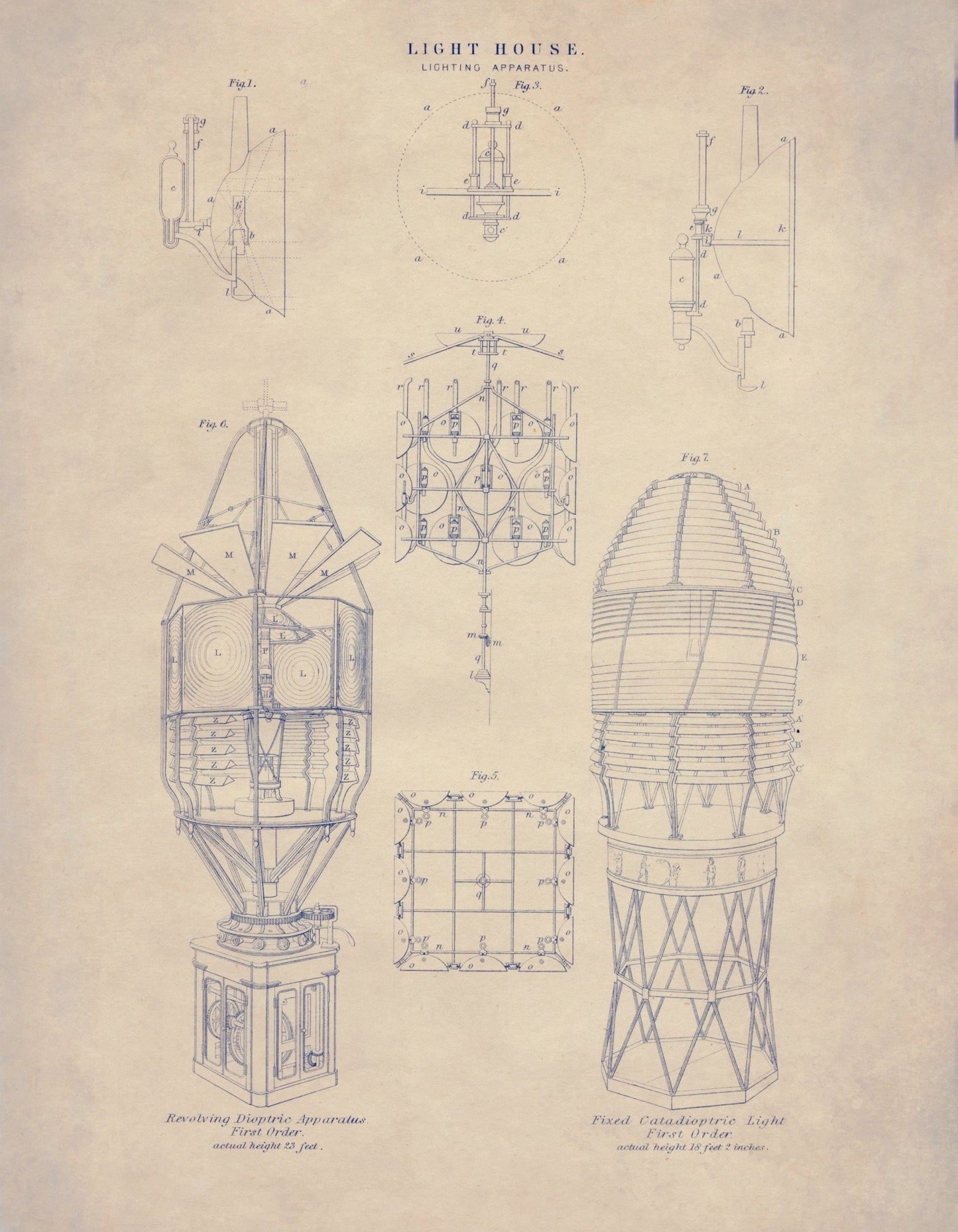Lighthouse Diagram – antique art print from Ninska Designs
