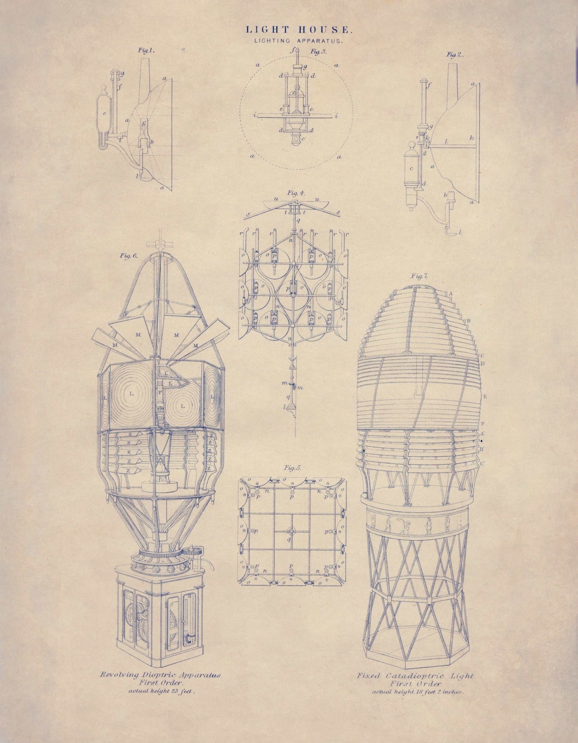 Lighthouse Diagram – antique art print from Ninska Designs