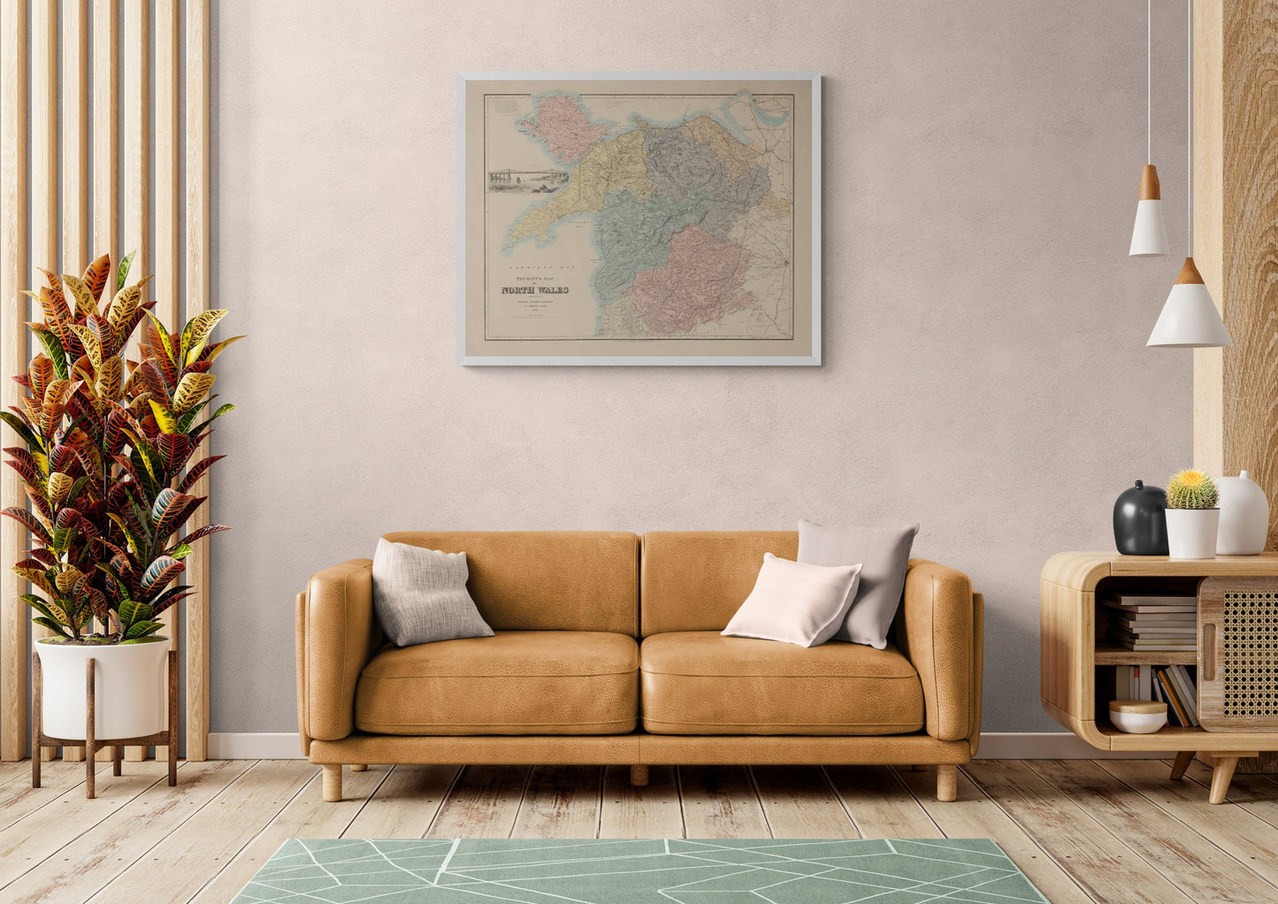 North Wales Map showing Railways, Tramways, Mail Coach Roads, Turnpike Roads - Antique Reproduction - dated 1882 - Available Framed