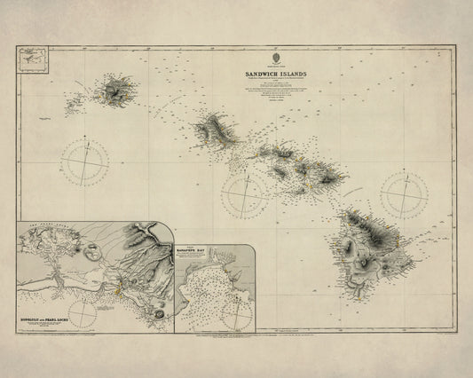 Hawaii Admiralty Map dated 1885 1885 – antique art print from Ninska Designs