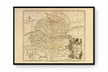 Bavaria, Austria, Bohemia, Moravia Map - dated c.1747 - Antique Reproduction - Salzburg, Tirol, Styria, Hungary - Available Framed