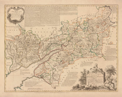 Gloucester and Monmouth Map dated 1760 – antique art print from Ninska Designs