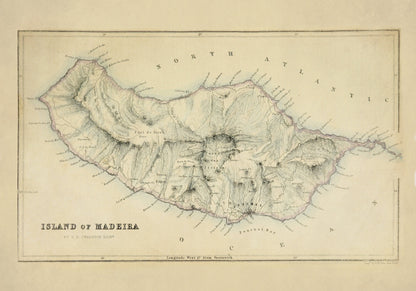Island of Madeira Map dated 1871 1871 – antique art print from Ninska Designs