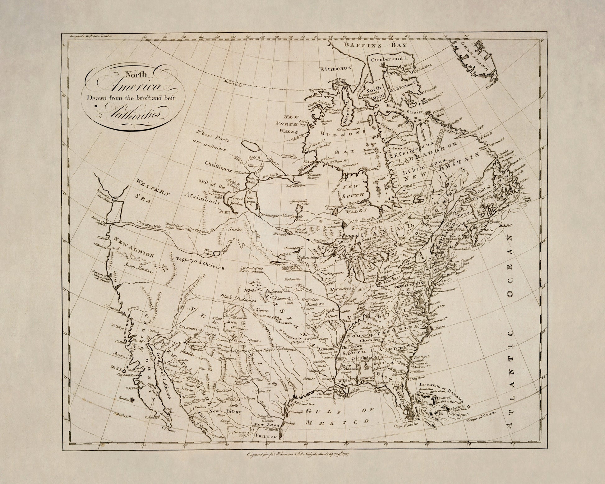 North America drawn from the latest and best Authorities dated 1787 – antique art print from Ninska Designs