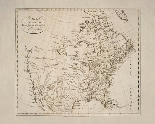 North America drawn from the latest and best Authorities dated 1787 – antique art print from Ninska Designs