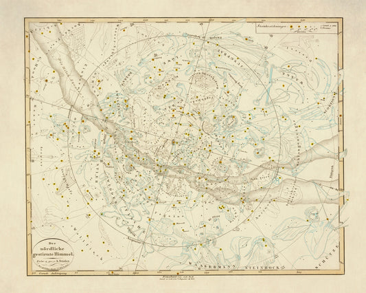 The Northern Star Sky 1840 – antique art print from Ninska Designs