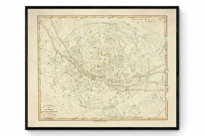 The Northern Star Sky - dated 1840 - Antique Reproduction - Star Map - Constellation - Astronomy - Celestial Art - Wall Decor