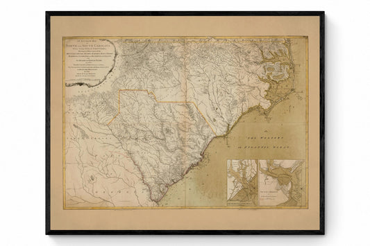 North and South Carolina with their Indian Frontiers dated 1777 - Antique Reproduction - Highly Detailed Map - Available Framed