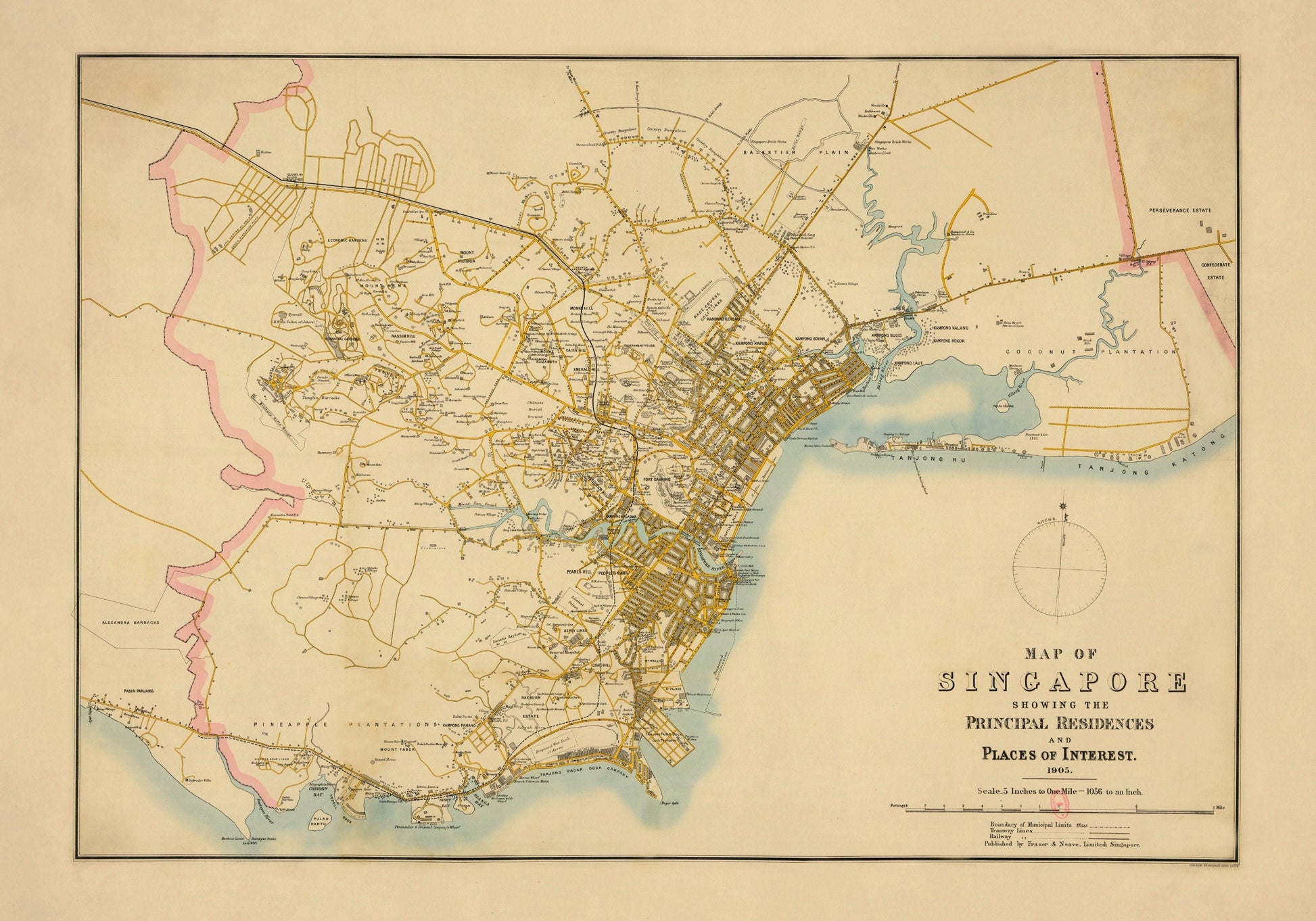 Singapore Map 1905 – antique art print from Ninska Designs