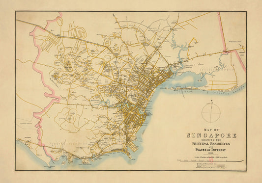 Singapore Map 1905 – antique art print from Ninska Designs