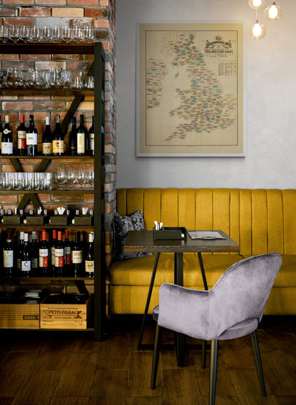 Biographical Map of the British Isles Map showing Authors, Poets, Statesmen, etc - Antique Reproduction - Britain Map - Available Framed