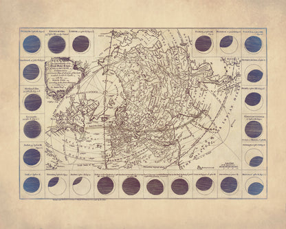 The Geography of the great Solar Eclipse of July 14 1748 – antique art print from Ninska Designs