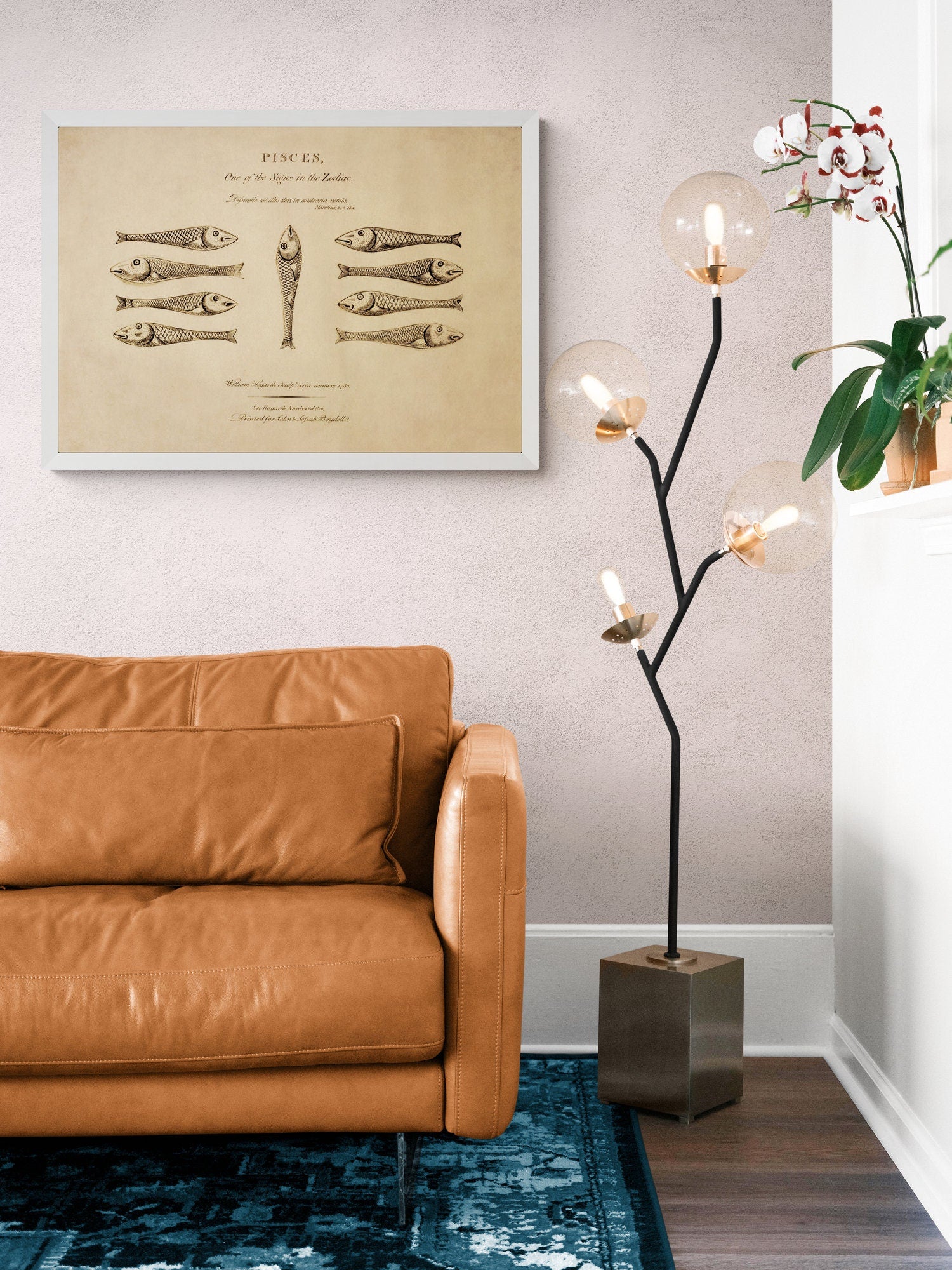 Pisces - Hogarth's Quadrille Fish - Antique Art Reproduction - William Hogarth - Star Sign - Zodiac - Astronomy - Celestial Art - Wall Decor