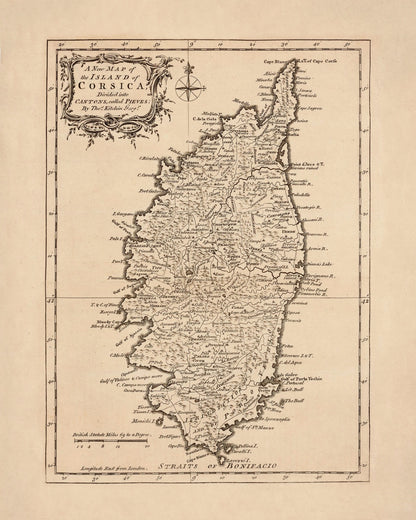 Corsica 18th Century Map – antique art print from Ninska Designs
