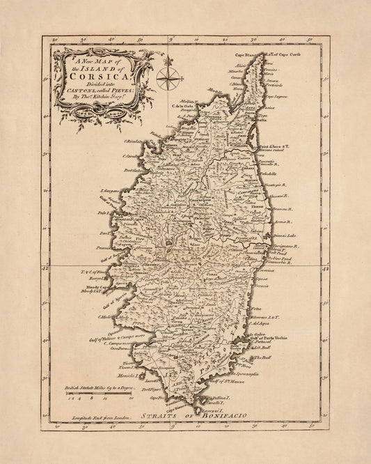 Corsica 18th Century Map – antique art print from Ninska Designs