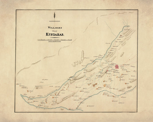 Villages round Kundahar – antique art print from Ninska Designs