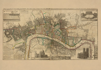 Cities of London & Westminster and Bourough of Southwark Map dated 1776 – antique art print from Ninska Designs