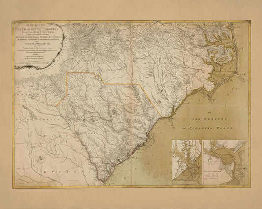 North and South Carolina with their Indian Frontiers dated 1777 – antique art print from Ninska Designs
