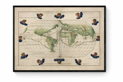 Map of the World in 1542 - Portolan Atlas - Battista Agnese - Antique Reproduction Map - Available Framed