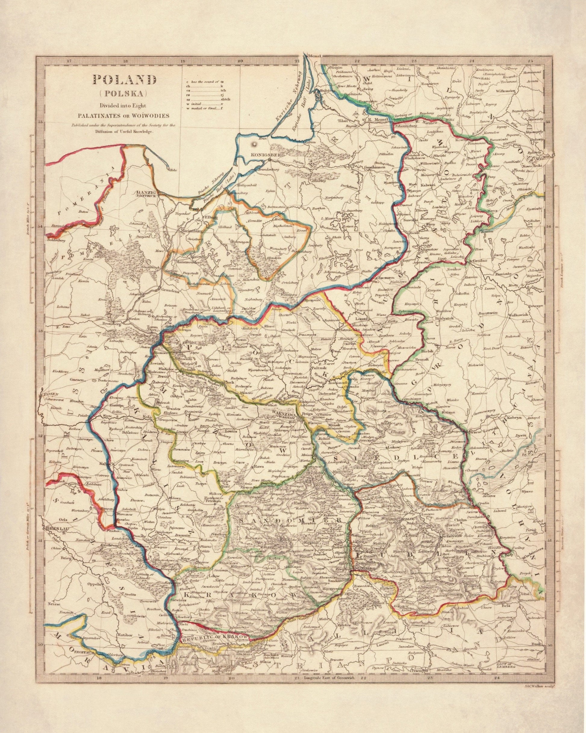 Poland Map dated 1831 1831 – antique art print from Ninska Designs