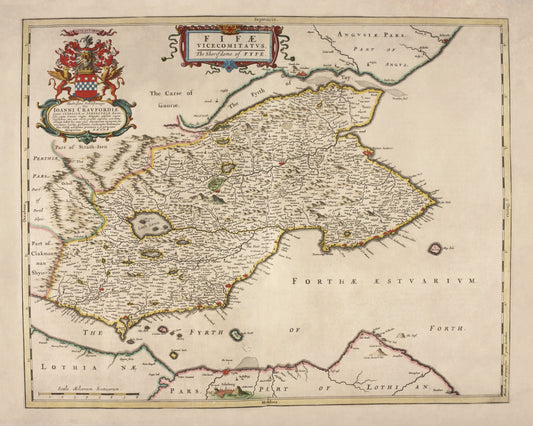 Fife Map dated 1654 – antique art print from Ninska Designs