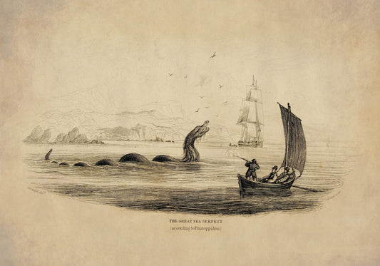 The Great Sea Serpent (according to Pontoppidon) Print dated 1839 1839 – antique art print from Ninska Designs