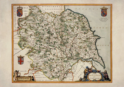 Map of Yorkshire dated 1645 – antique art print from Ninska Designs