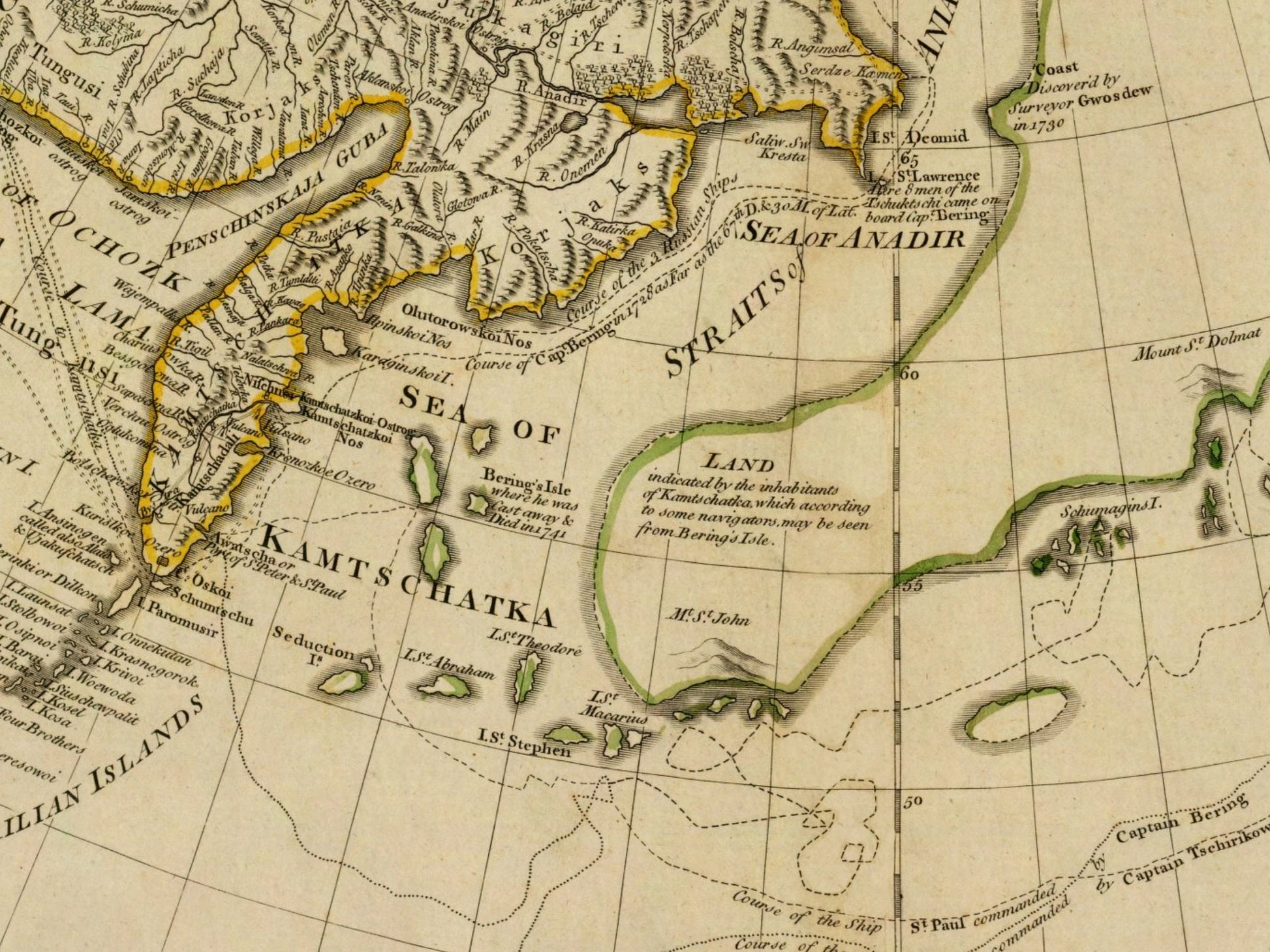 Russian Discoveries in Asia and America Map dated 1776