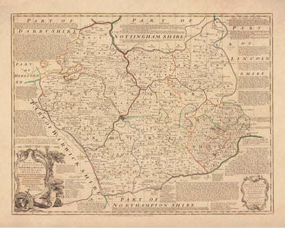 Leicester and Rutland Map dated 1760 – antique art print from Ninska Designs