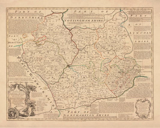 Leicester and Rutland Map dated 1760 – antique art print from Ninska Designs