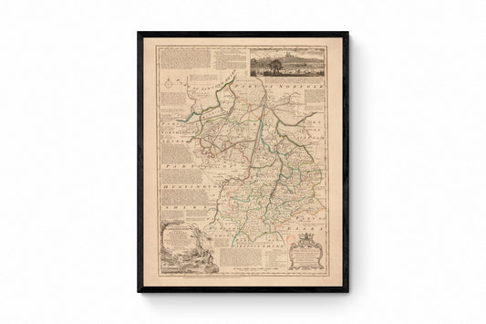 Cambridgeshire Map dated 1750 - Antique Reproduction - Emanuel Bowen - Detailed County Map - Available Framed